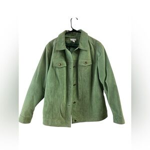 Charter club green suede leather jacket